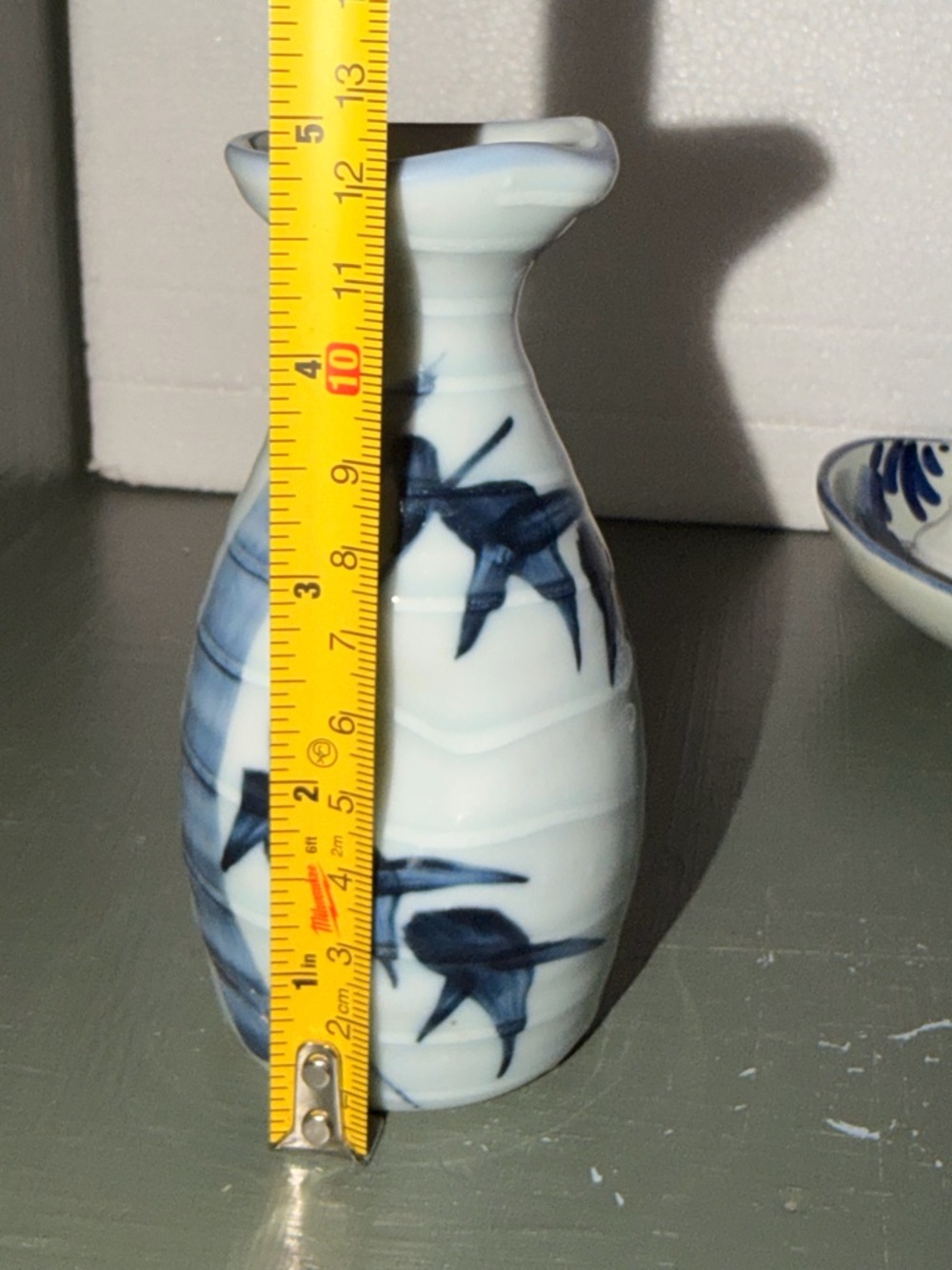 Vintage Japanese Style Ceramic Sake Bottle Blue Design - Picture 3 of 4
